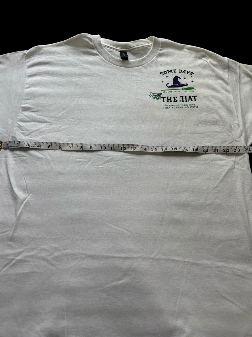 Handmade Halloween Witch Hat Graphic Tee White Gildan XL Funny Spooky Shirt - Picture 5 of 6